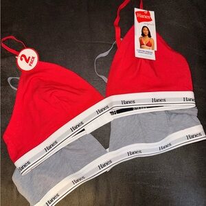 Hanes Red and Gray Bralette Set